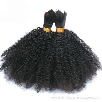 Cuticle aligned single donor afro kinky curly hair bulk 30inch natural brazilian human hair extension